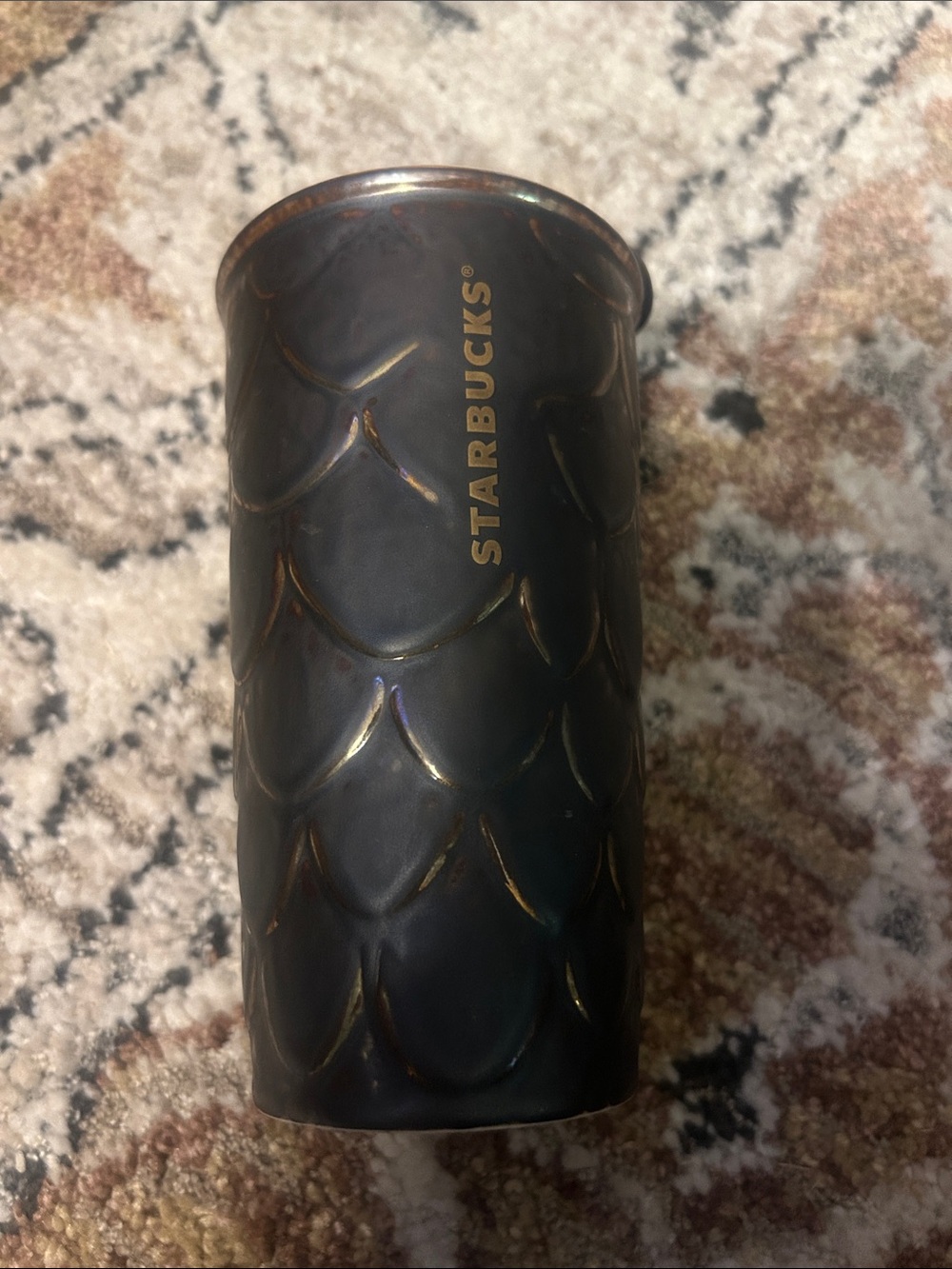 Starbucks 2016 Anniversary Mermaid Siren Scales Bronze Glaze Ceramic Mug Travel